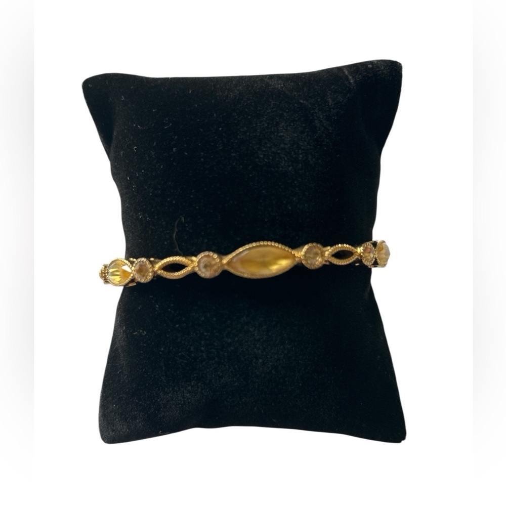 Monet Gold-Toned Ameber Stones Clasp Bracelet